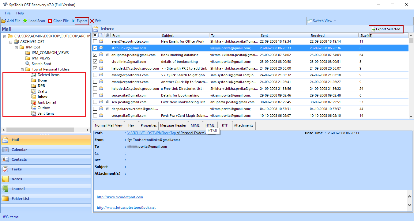 Transfer OST to PST in Outlook 7.0